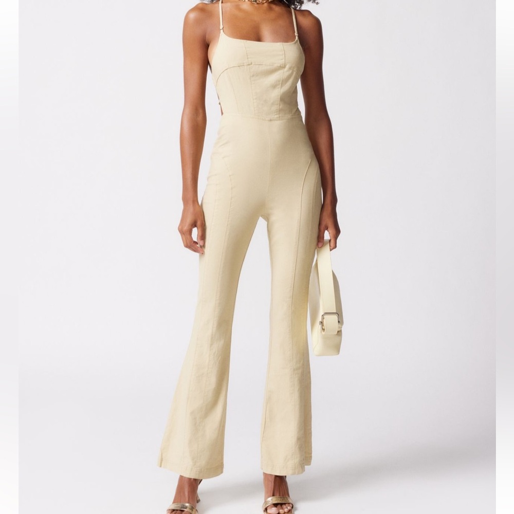 UO Chandler linen strappy back jumpsuit